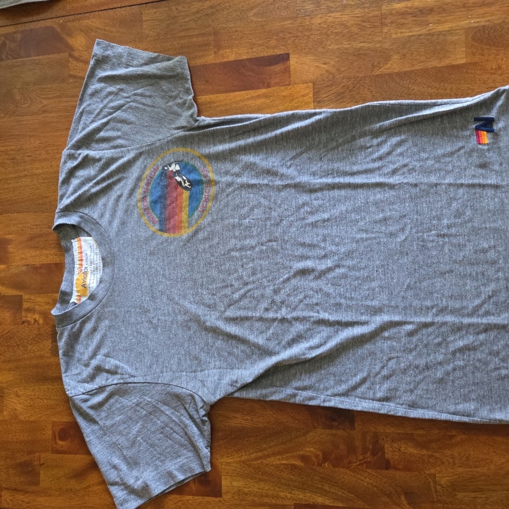 Aviator Nation Gray Short Sleeve Tee with Vibrant Logo